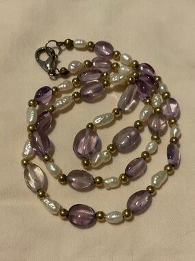 🟣Freshwater Pearls With Amethyst Glass Beads, Vintage & Handcrafted